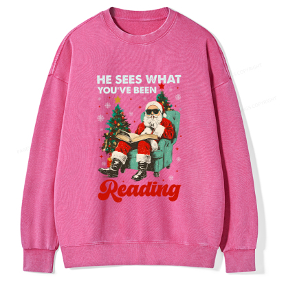 Pagewings Christmas Reading Unisex Washed Sweatshirt