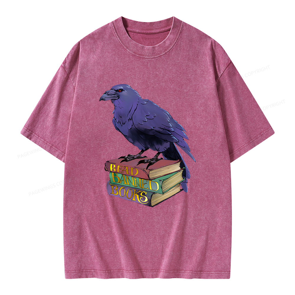 Pagewings Read Banned Books Unisex Washed T-shirt