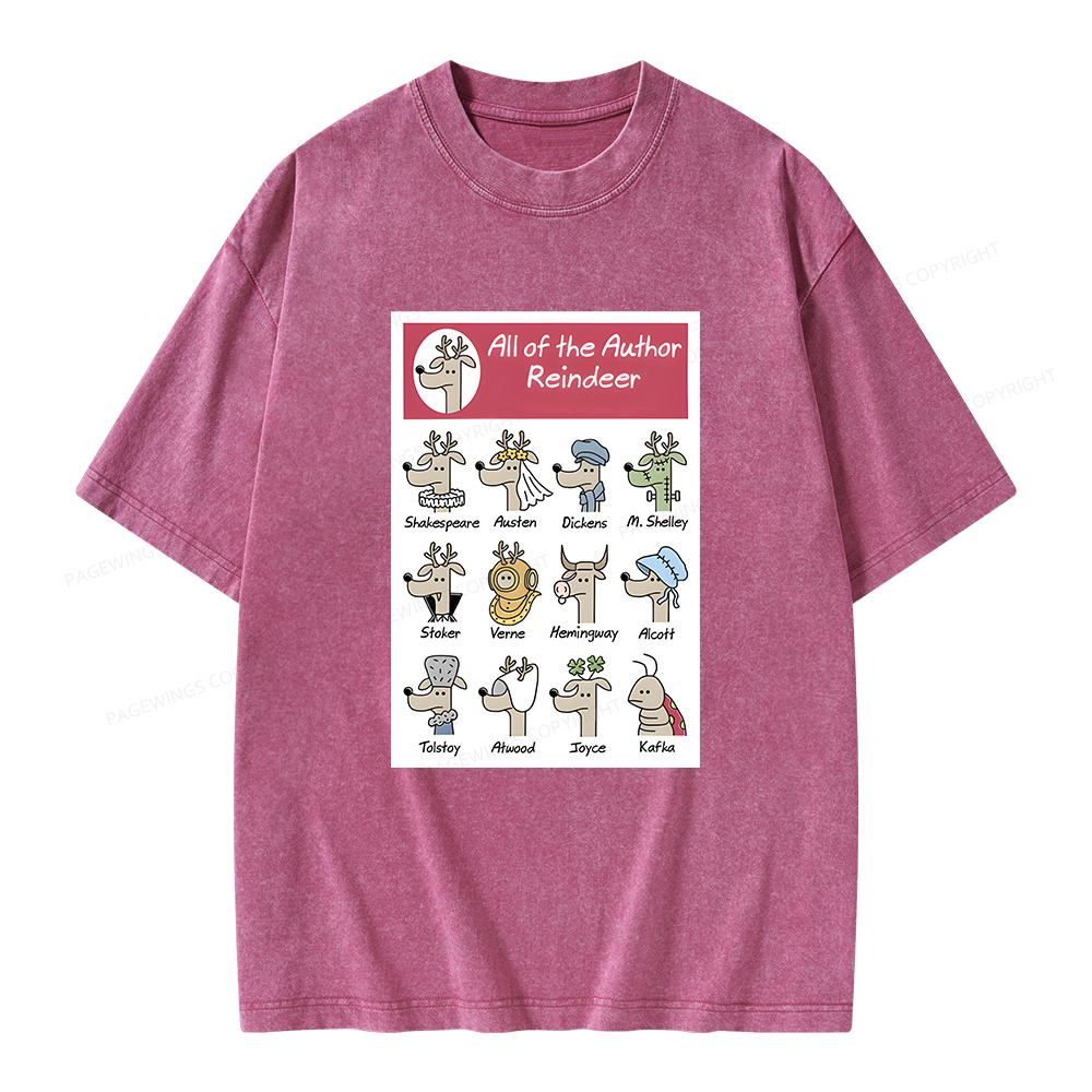 Pagewings All Of The Author Reindeer Unisex Washed T-shirt