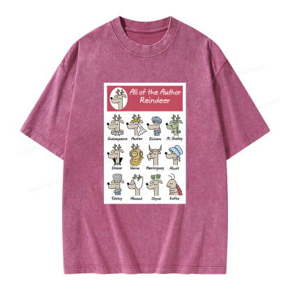 Pagewings All Of The Author Reindeer Unisex Washed T-shirt