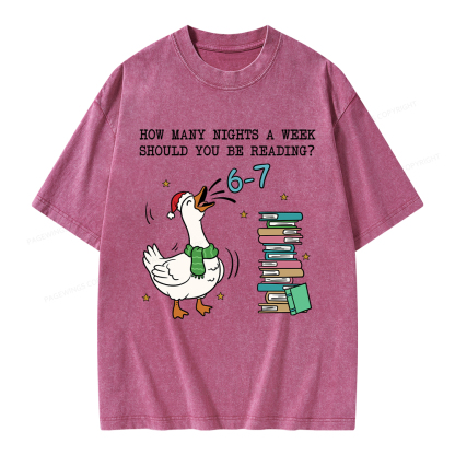 Pagewings How Many Nights A Week Should You Be Reading 6-7 Unisex Washed T-shirt