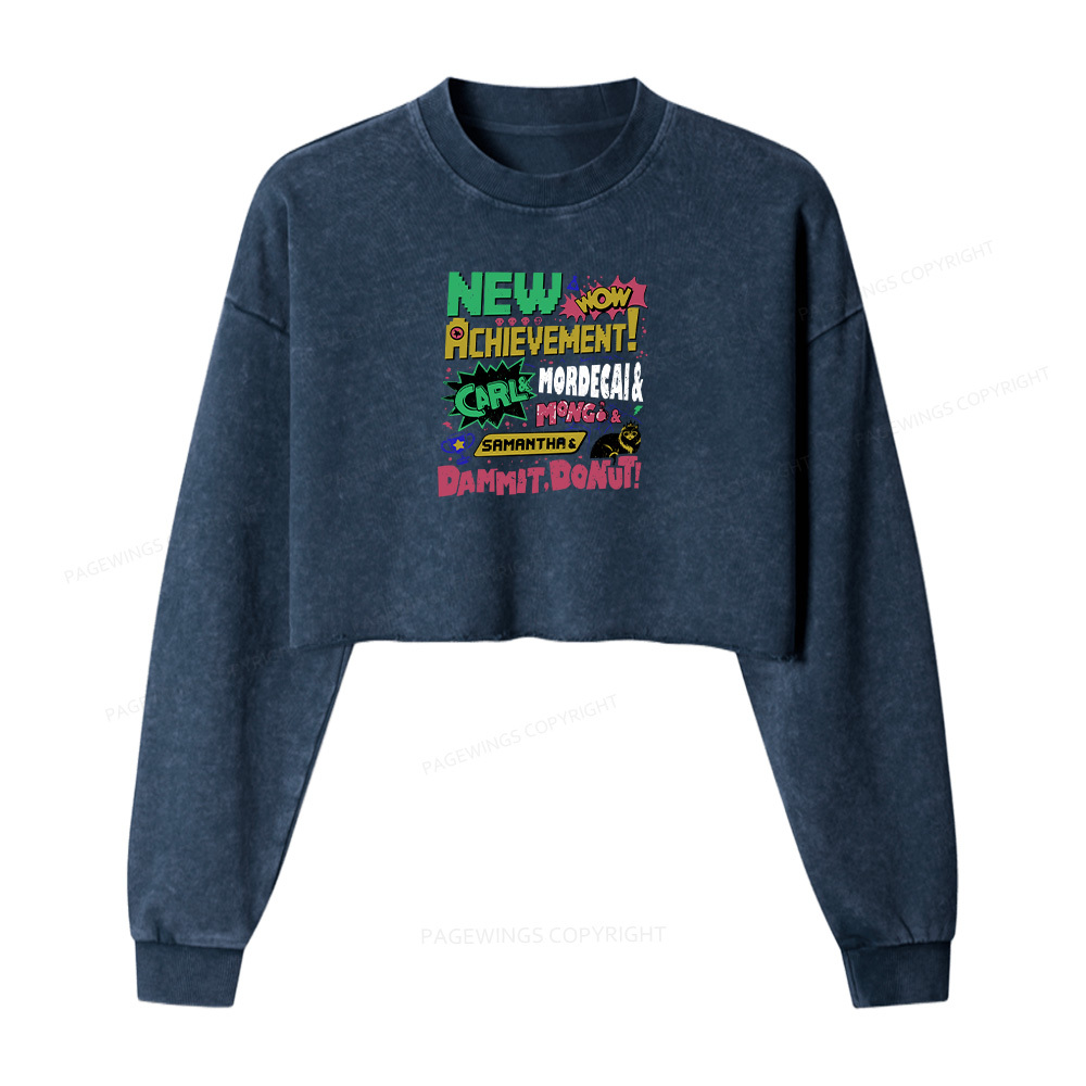 Pagewings New Achievement Women Washed Crop Sweatshirt