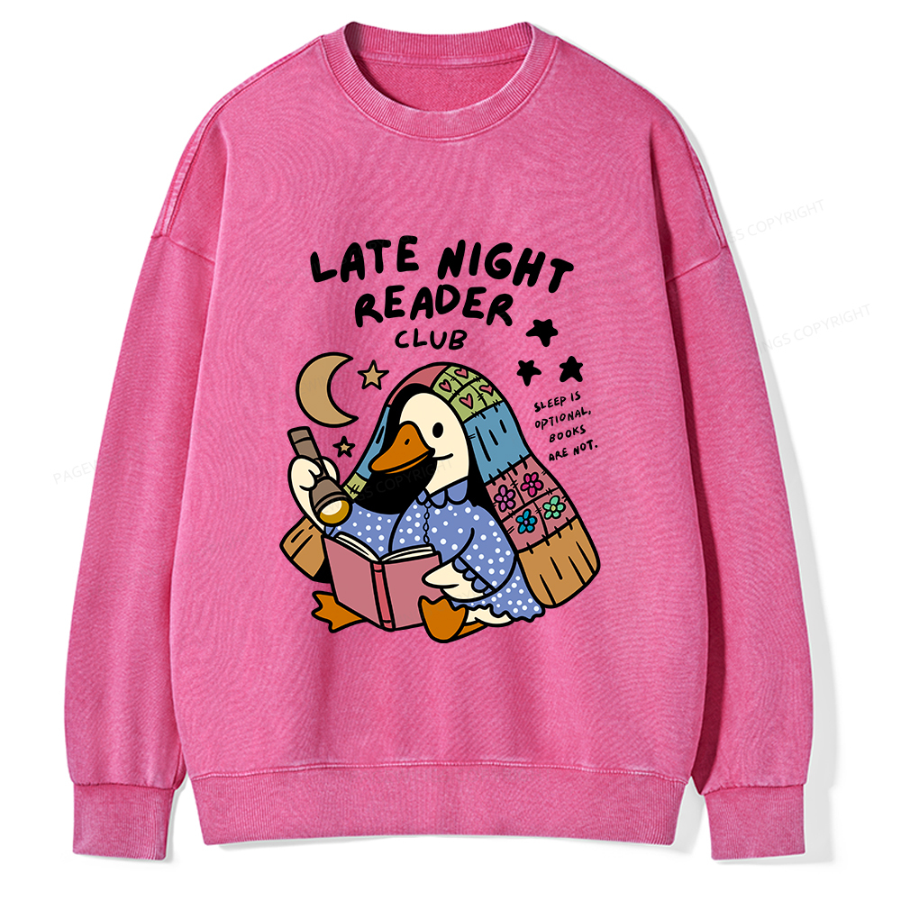 Pagewings Late Night Reader Club Unisex Washed Sweatshirt