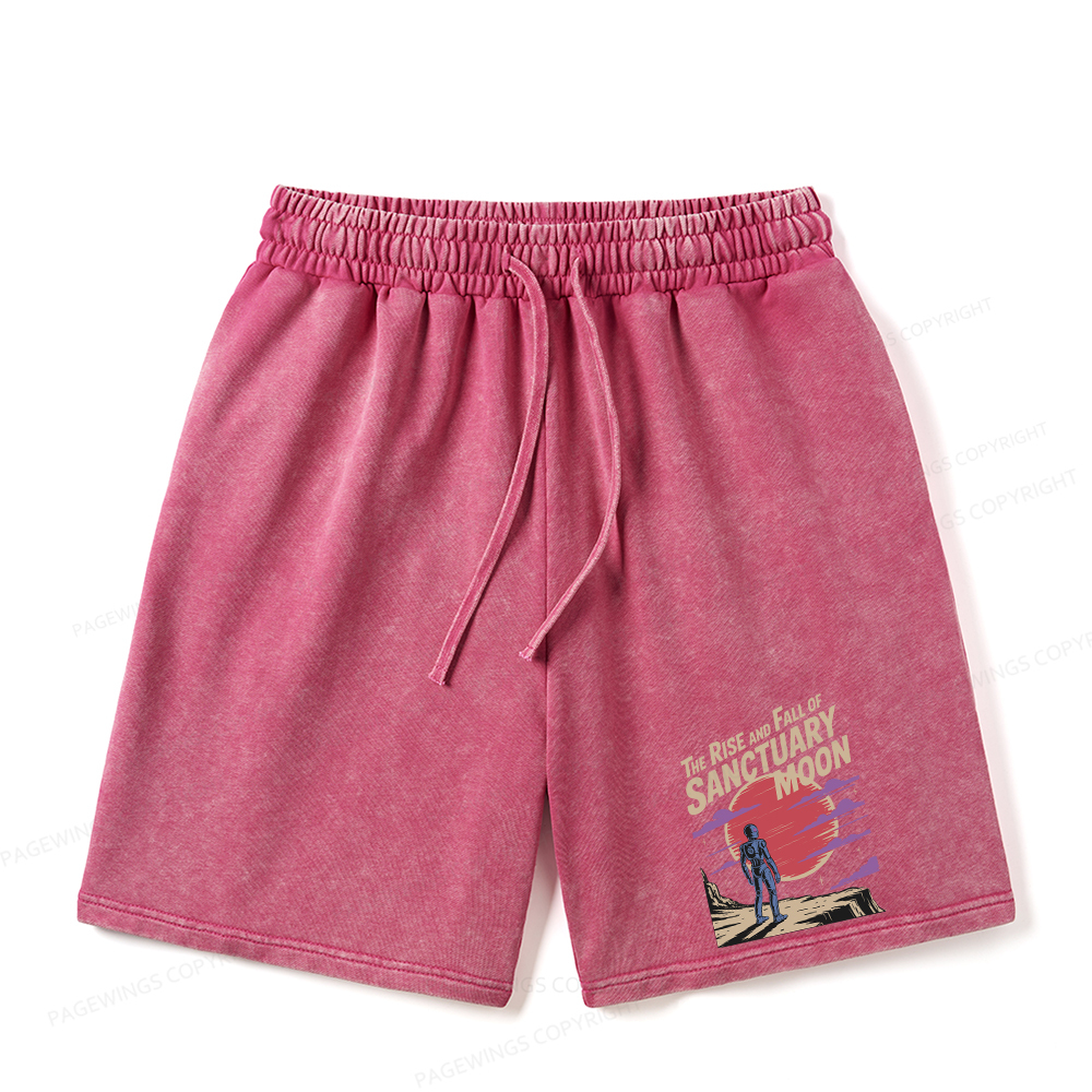 Pagewings The Rise And Fall Of Sanctuary Moon Unisex Washed Shorts