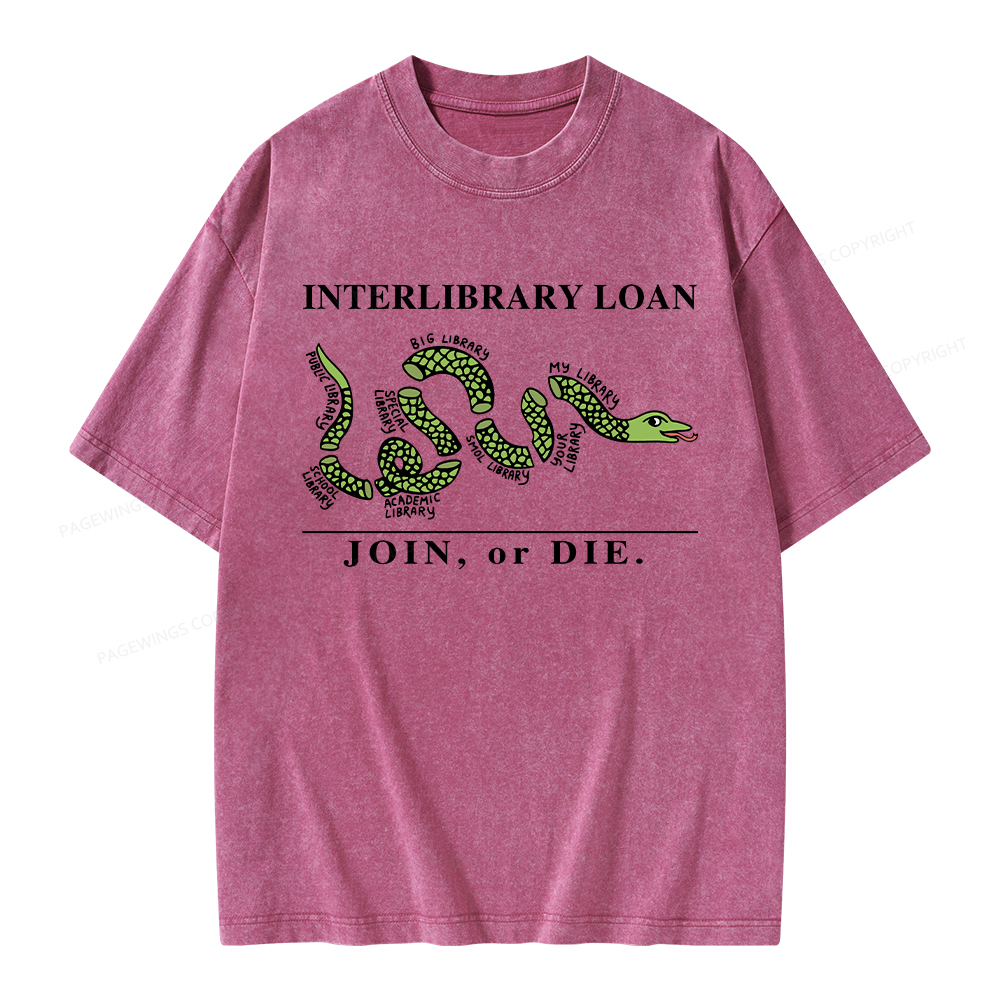 Pagewings Interlibrary Loan Unisex Washed T-shirt
