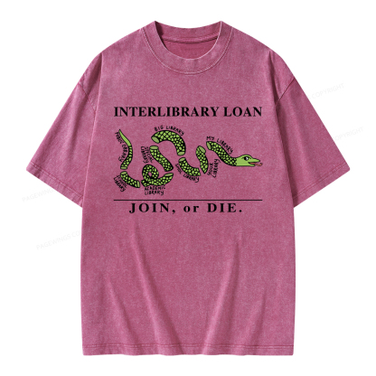 Pagewings Interlibrary Loan Unisex Washed T-shirt
