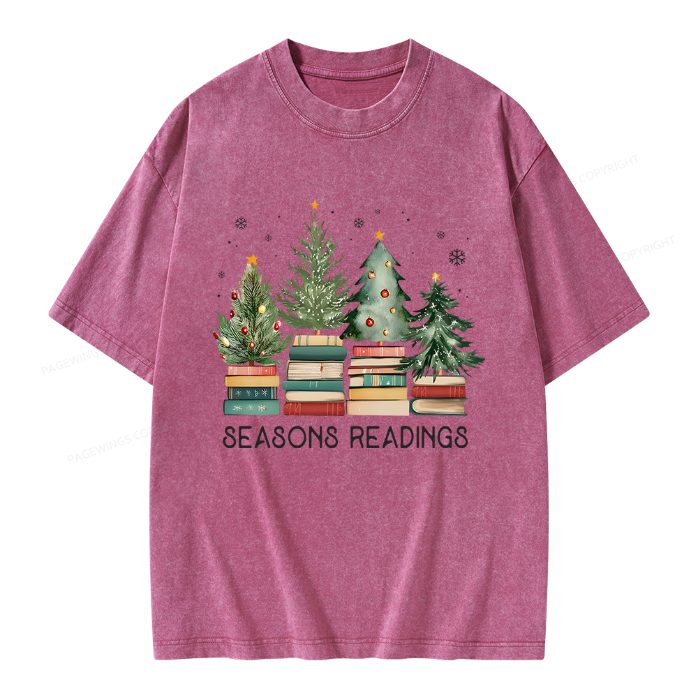 Pagewings Bookish Christmas Unisex Washed T-shirt