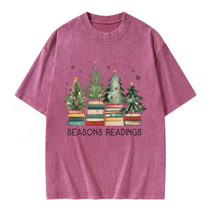 Pagewings Bookish Christmas Unisex Washed T-shirt