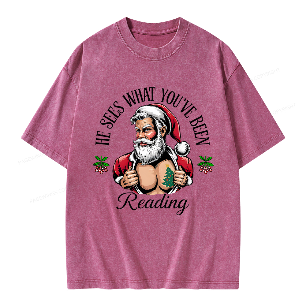 Pagewings He Sees What You've Been Reading Unisex Washed T-shirt