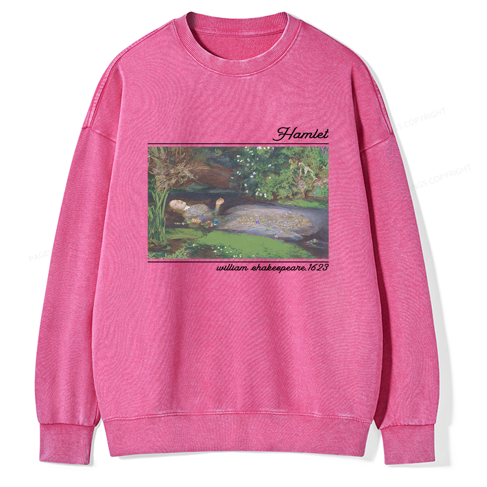 Pagewings Hamlet Ophelia Shakespeare Unisex Washed Sweatshirt