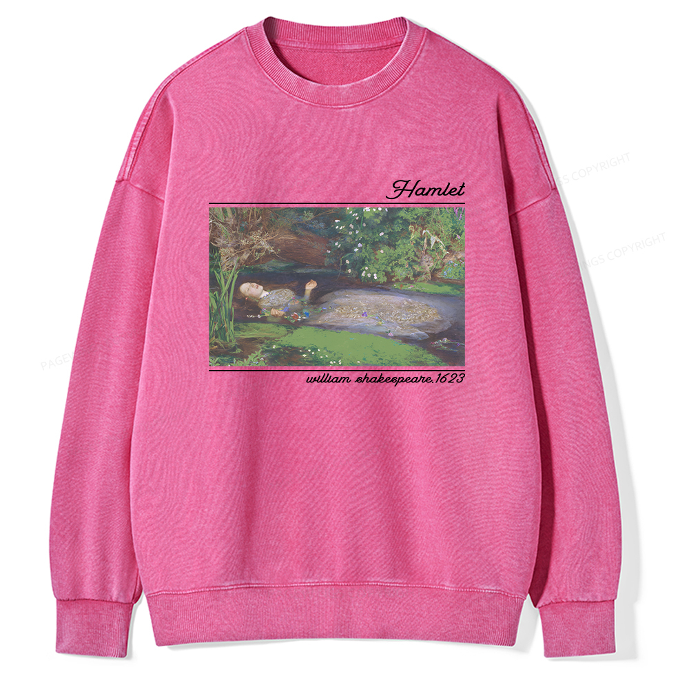 Pagewings Hamlet Ophelia Shakespeare Unisex Washed Sweatshirt