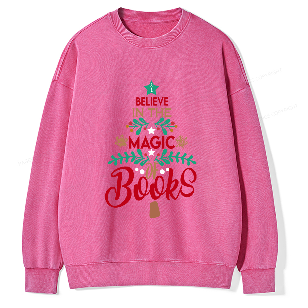 Pagewings Believe In The Magic Of Books Unisex Washed Sweatshirt