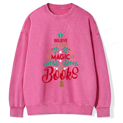 Pagewings Believe In The Magic Of Books Unisex Washed Sweatshirt