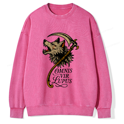 Pagewings Omnis Vir Lupus Unisex Washed Sweatshirt