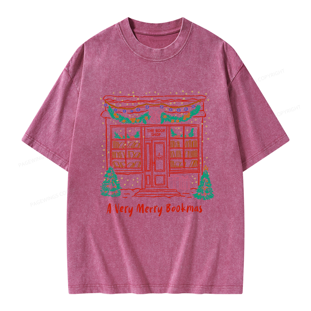 Pagewings Very Merry Bookmas Unisex Washed T-shirt