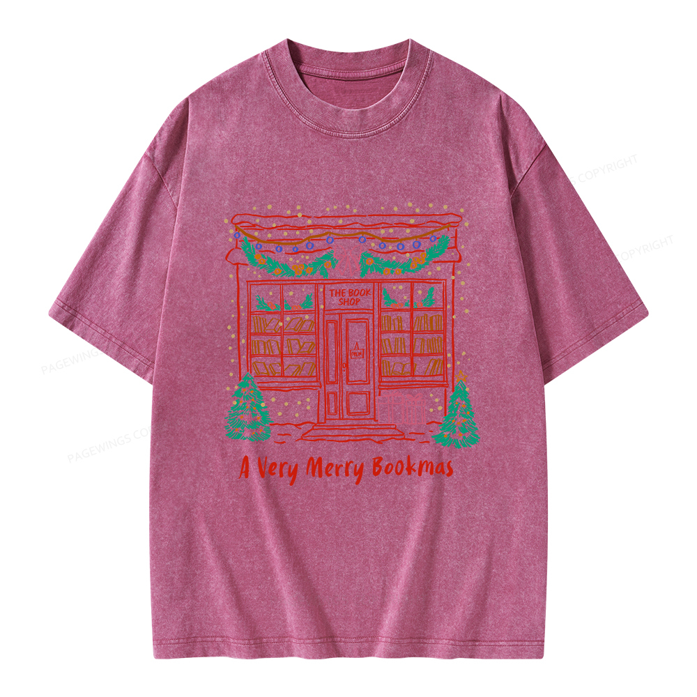 Pagewings Very Merry Bookmas Unisex Washed T-shirt