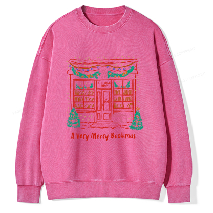Pagewings Christmas Book Lover Unisex Washed Sweatshirt