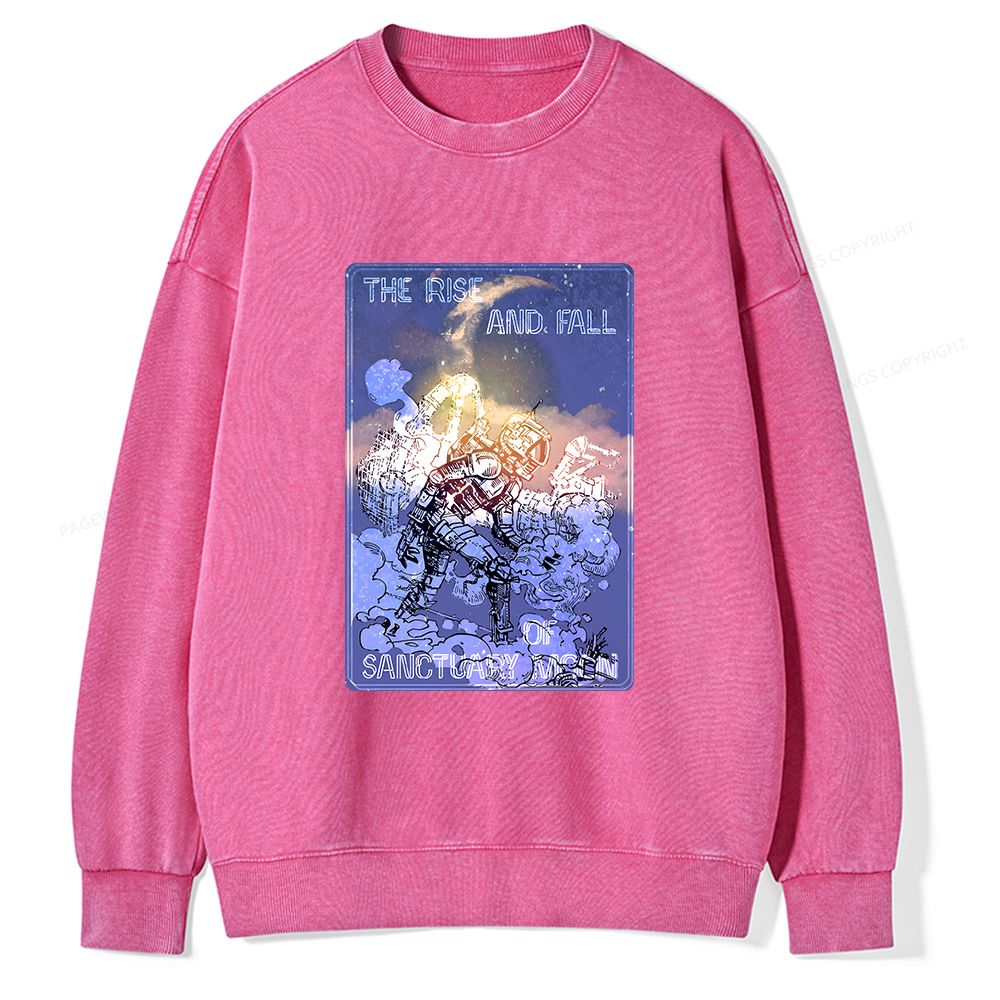 Pagewings The Rise And Fall of Sanctuary Moon Unisex Washed Sweatshirt