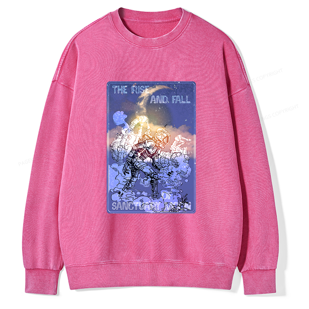 Pagewings The Rise And Fall of Sanctuary Moon Unisex Washed Sweatshirt
