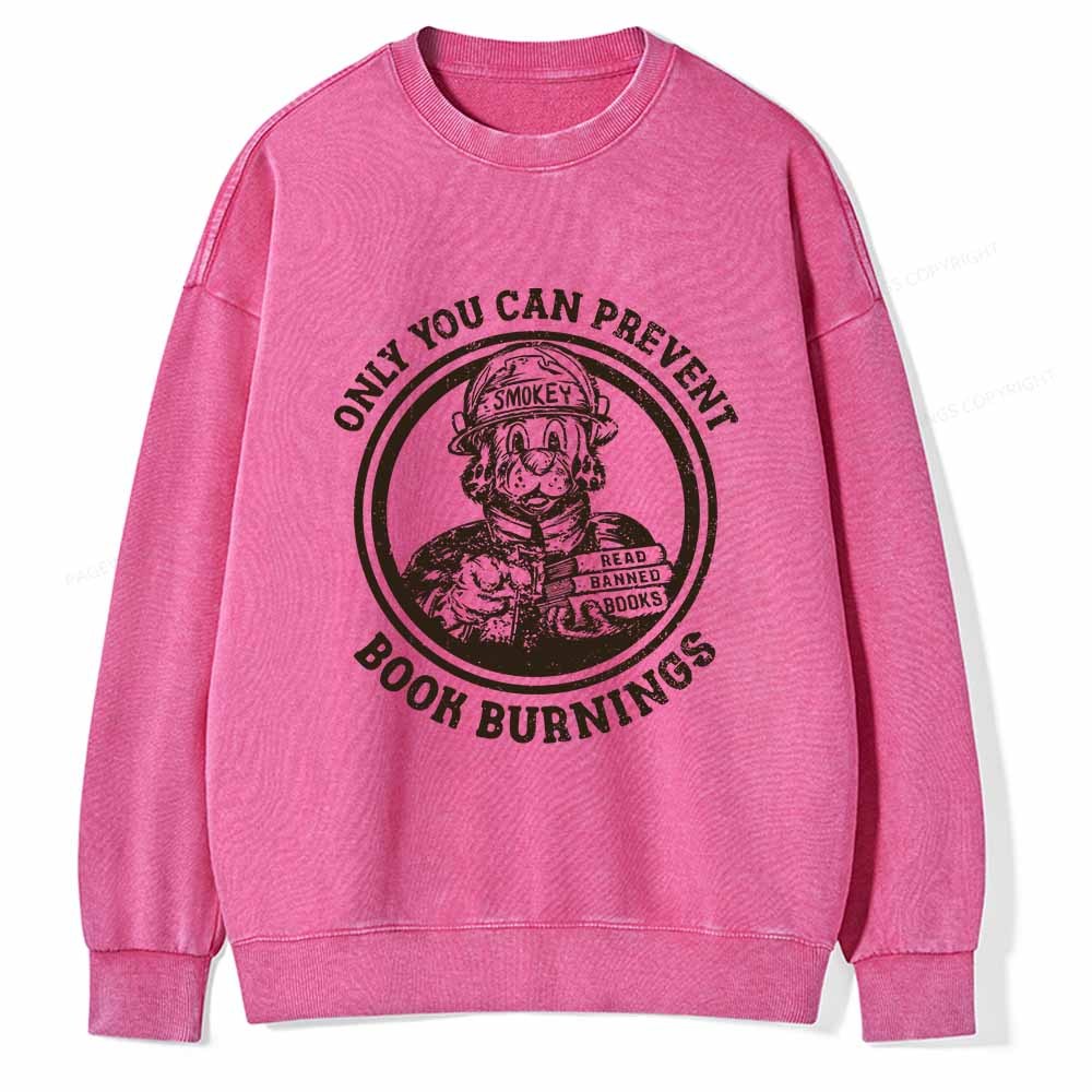Pagewings Prevent Book Burnings Unisex Washed Sweatshirt