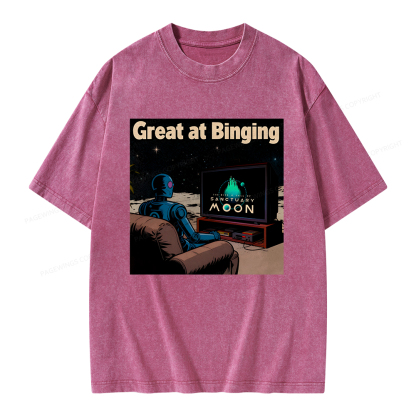 Pagewings Great At Binging Unisex Washed T-shirt