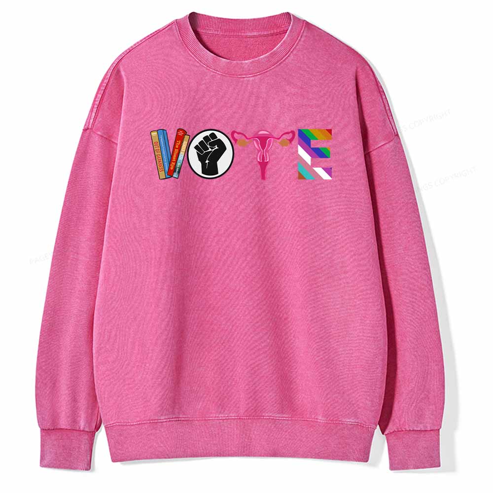 Pagewings VOTE Banned Books T-Shirt Unisex Washed Sweatshirt
