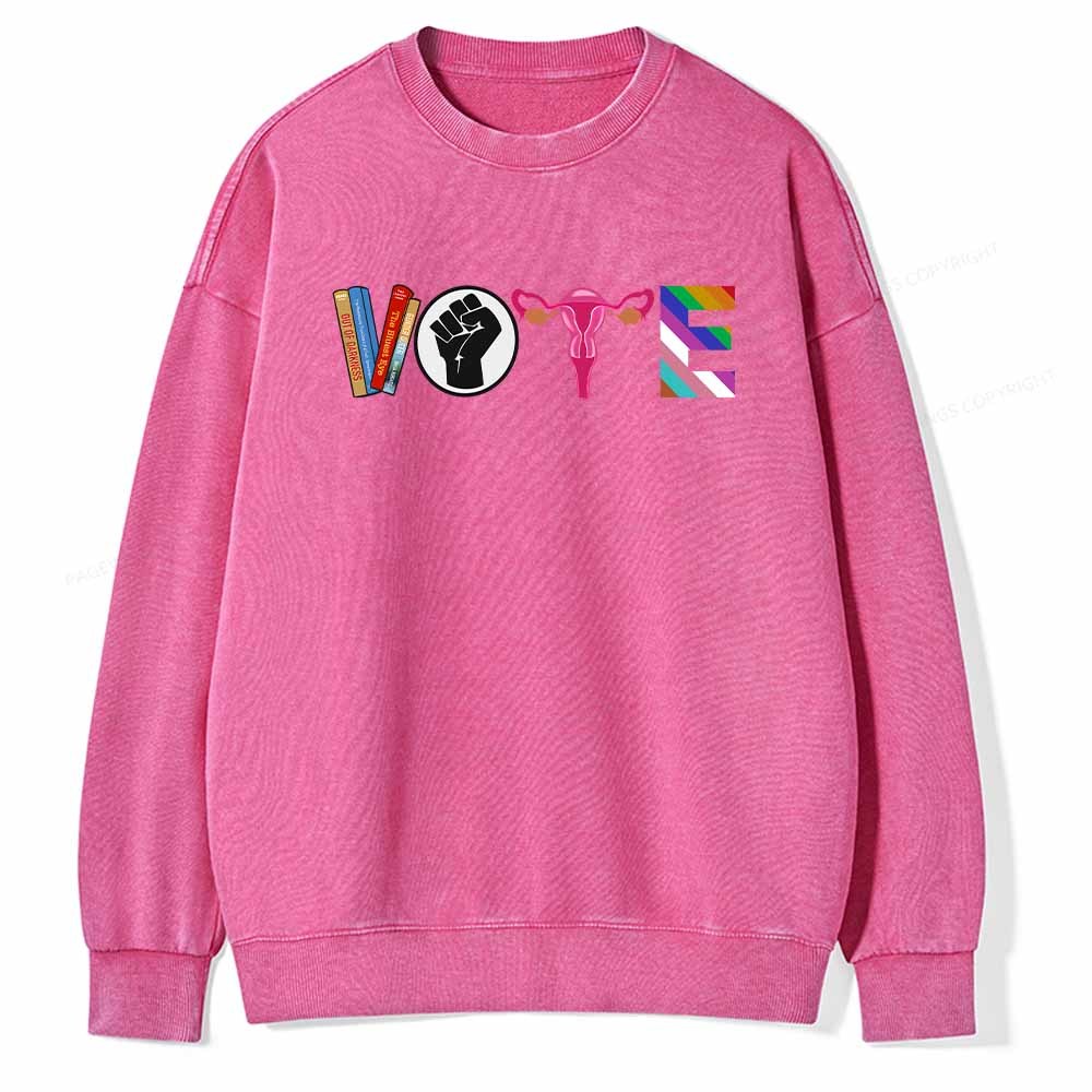 Pagewings VOTE Banned Books T-Shirt Unisex Washed Sweatshirt