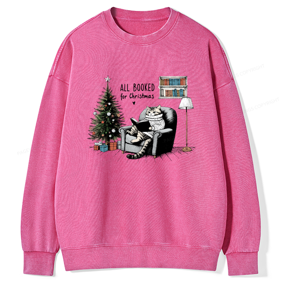 Pagewings All Booked for Christmas Unisex Washed Sweatshirt