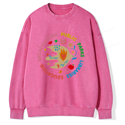 Pagewings Public Parks Libraries Education Broadcasting Unisex Washed Sweatshirt