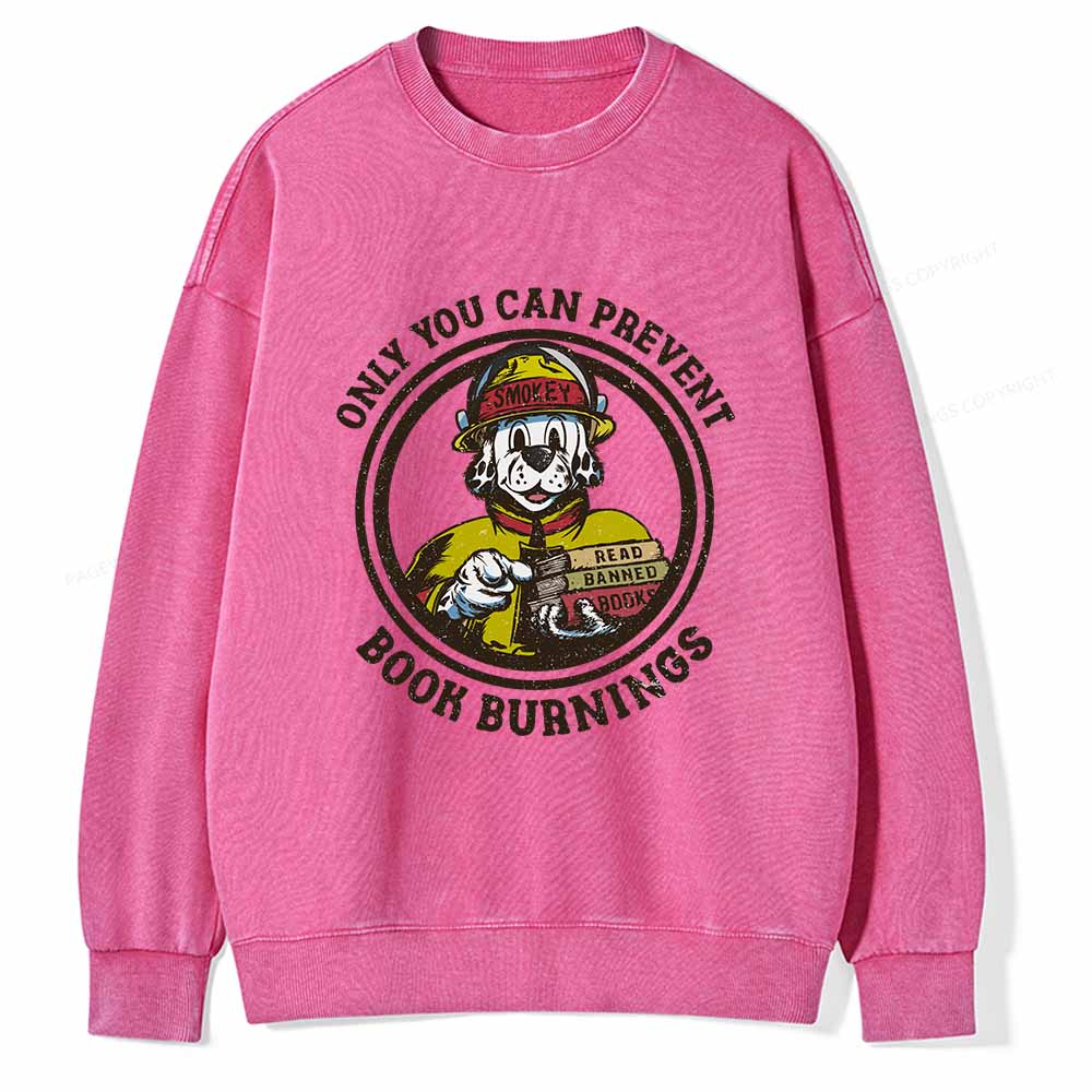 Pagewings Prevent Book Burnings Unisex Washed Sweatshirt