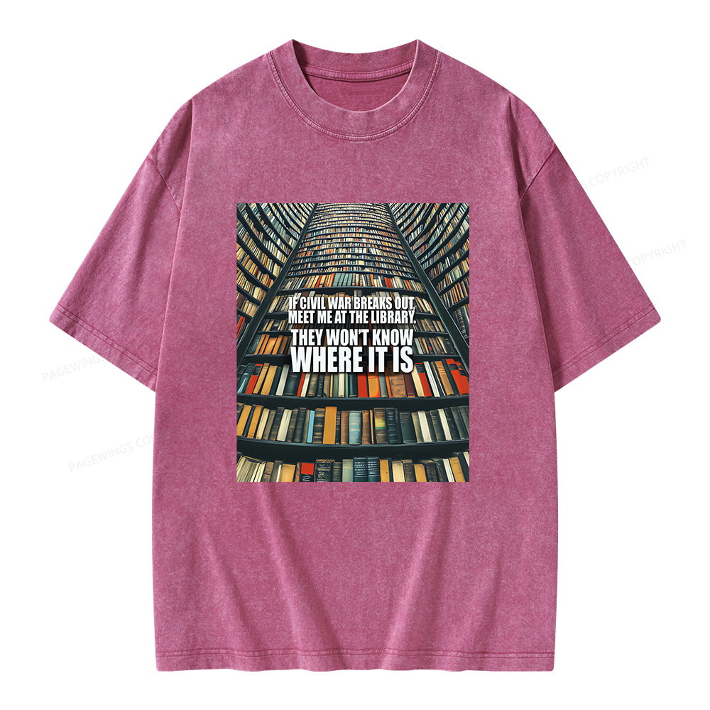 Pagewings Meet Me At The Library Unisex Washed T-shirt