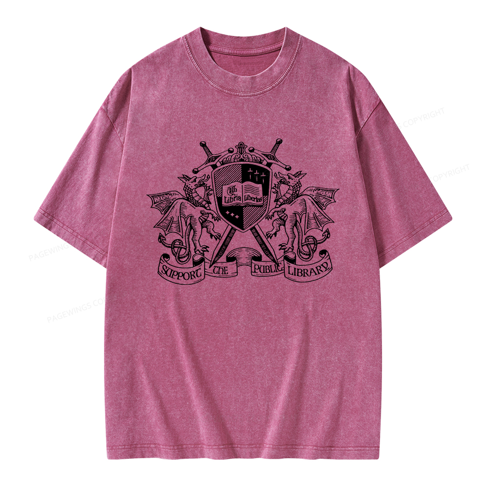 Pagewings Support The Public Library Unisex Washed T-shirt