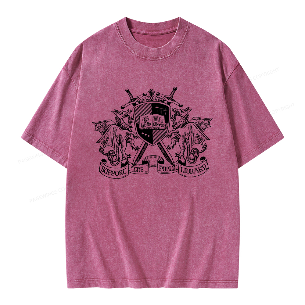 Pagewings Support The Public Library Unisex Washed T-shirt