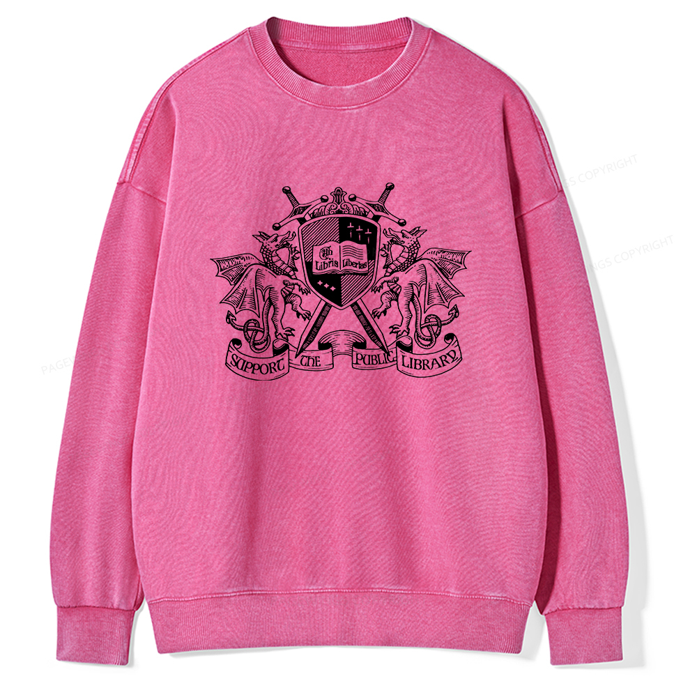Pagewings Support The Public Library Unisex Washed Sweatshirt