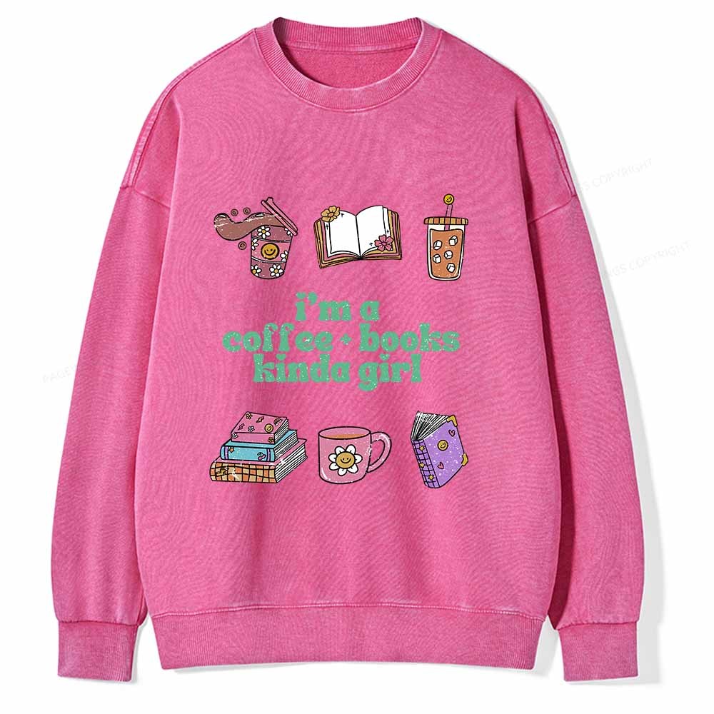 Pagewings I 'm A Coffee Books Kinda Girl Unisex Washed Sweatshirt