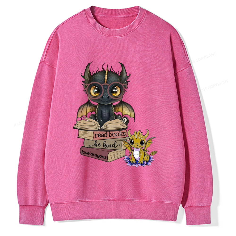 Pagewings Cute Tairn And Andarna Fourth Wing Unisex Washed Sweatshirt