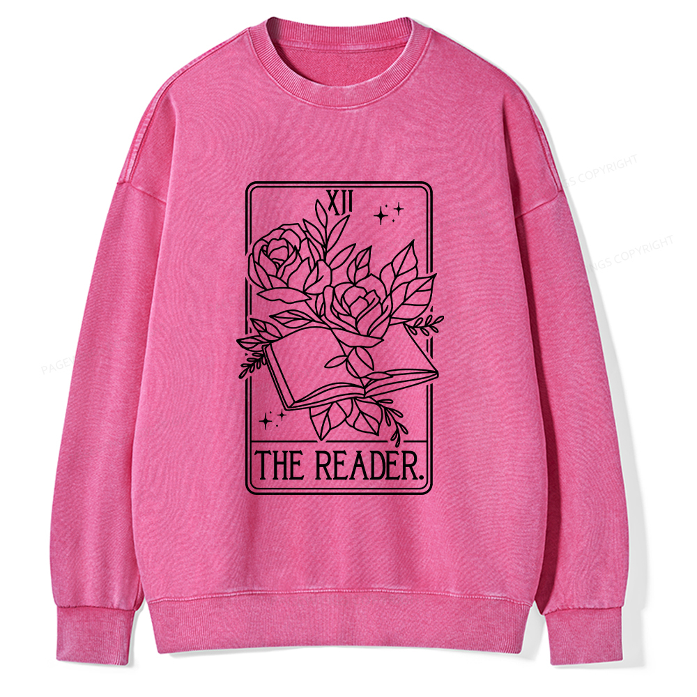 Pagewings The Reader Tarot Card Unisex Washed Sweatshirt
