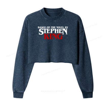 Pagewings Based on the novel by Stephen King Women Washed Crop Sweatshirt