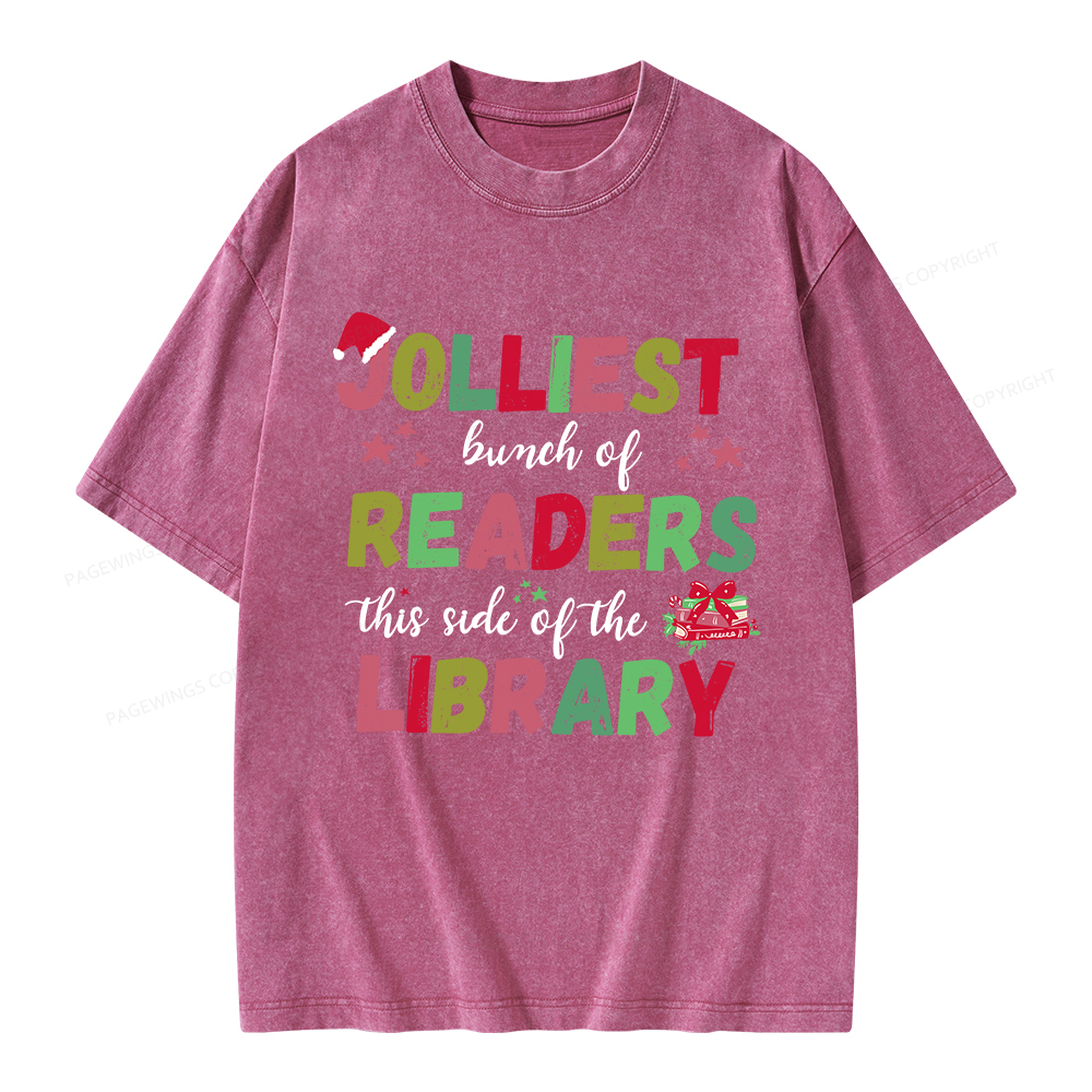 Pagewings Jolliest Bunch Of Readers This Side Of The Library Unisex Washed T-shirt