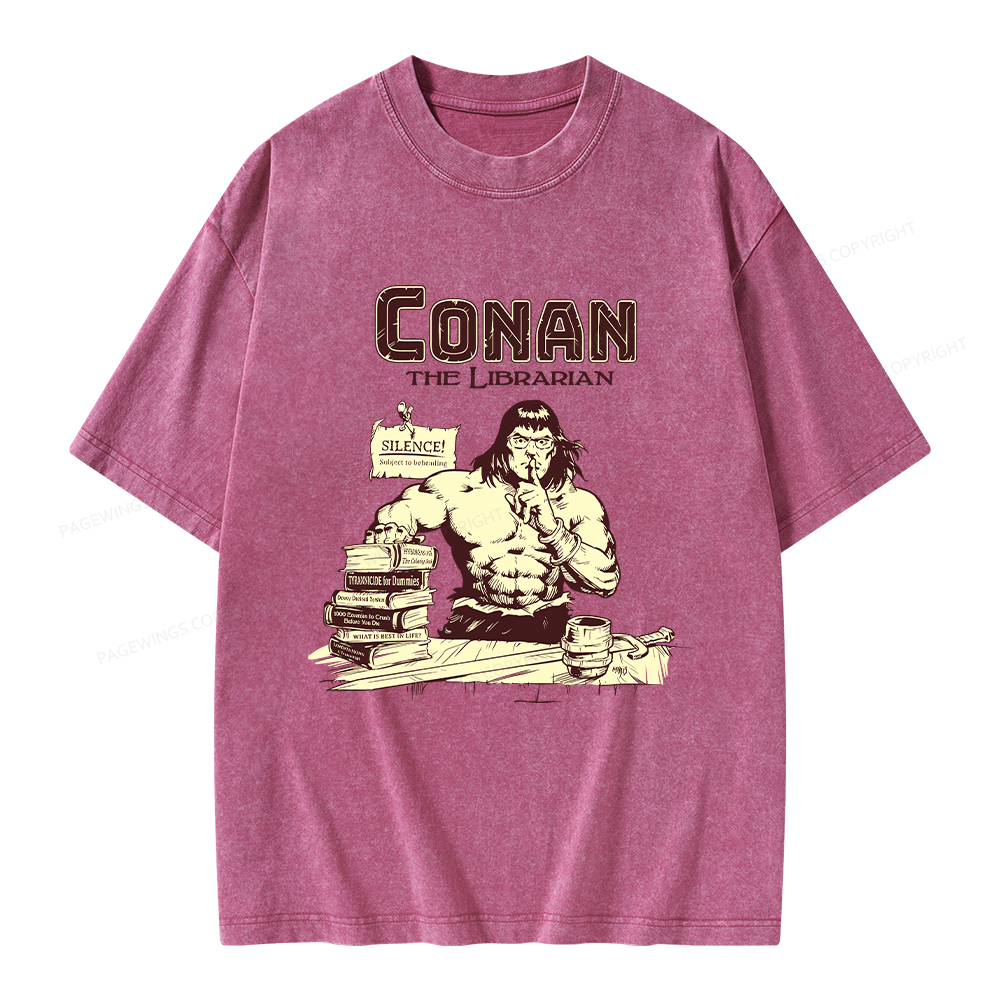 Pagewings Conan the Librarian Unisex Washed T-shirt