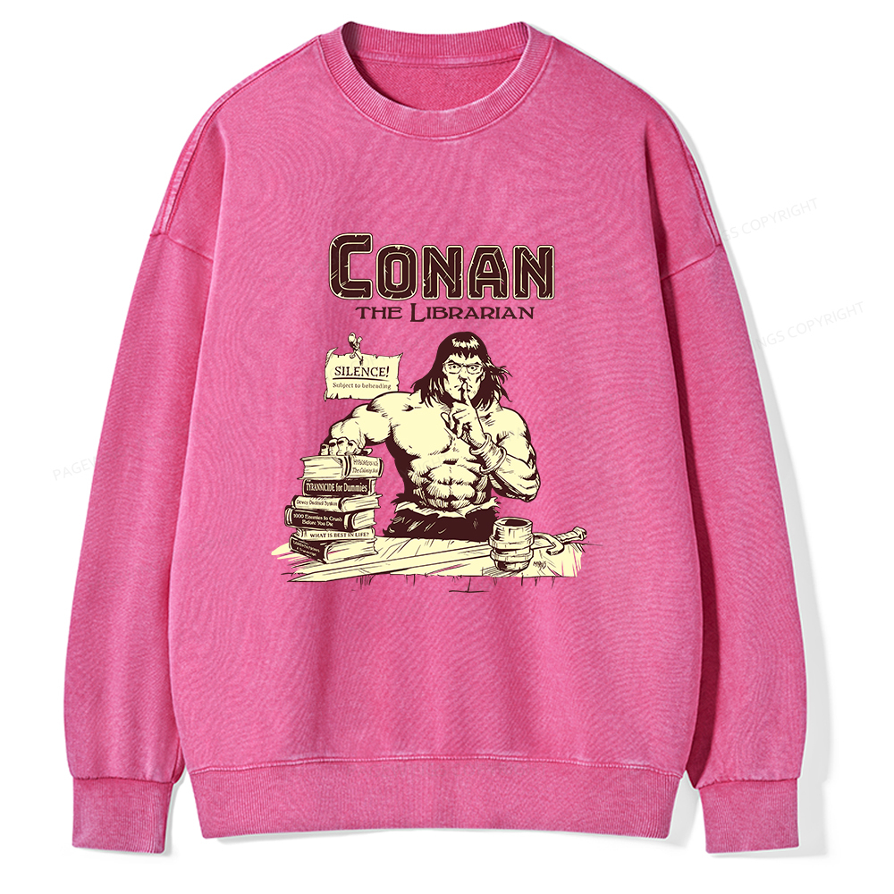 Pagewings Conan the Librarian Unisex Washed Sweatshirt