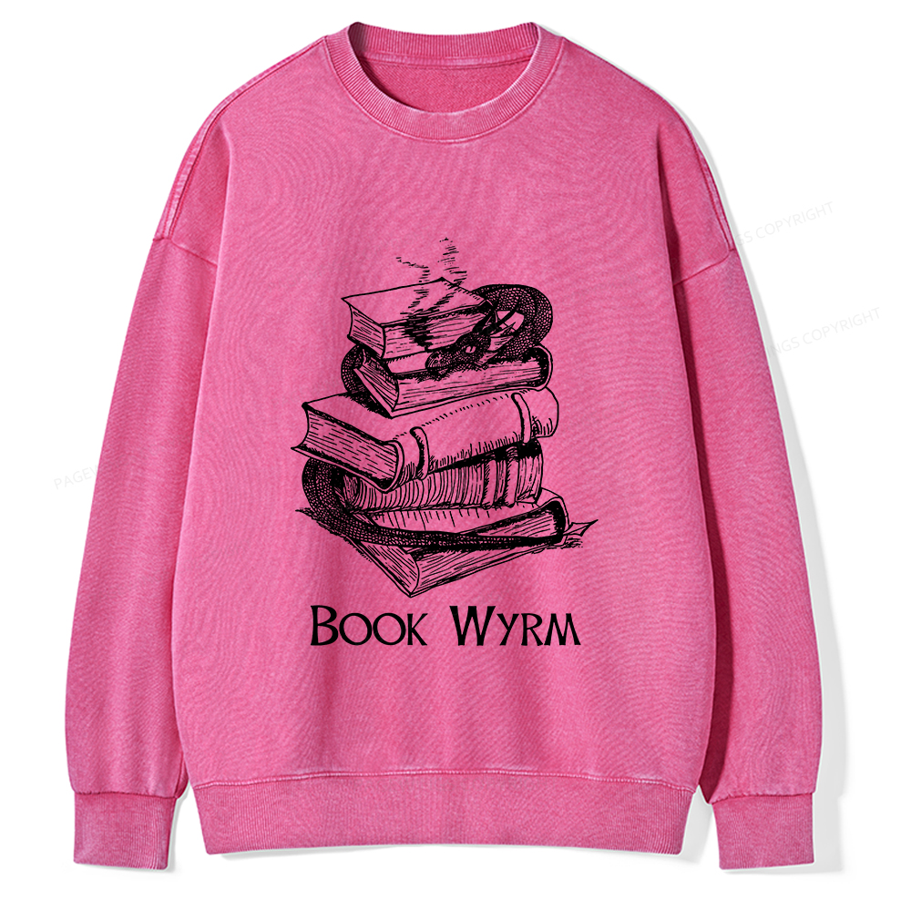 Pagewings Book Wyrm Unisex Washed Sweatshirt