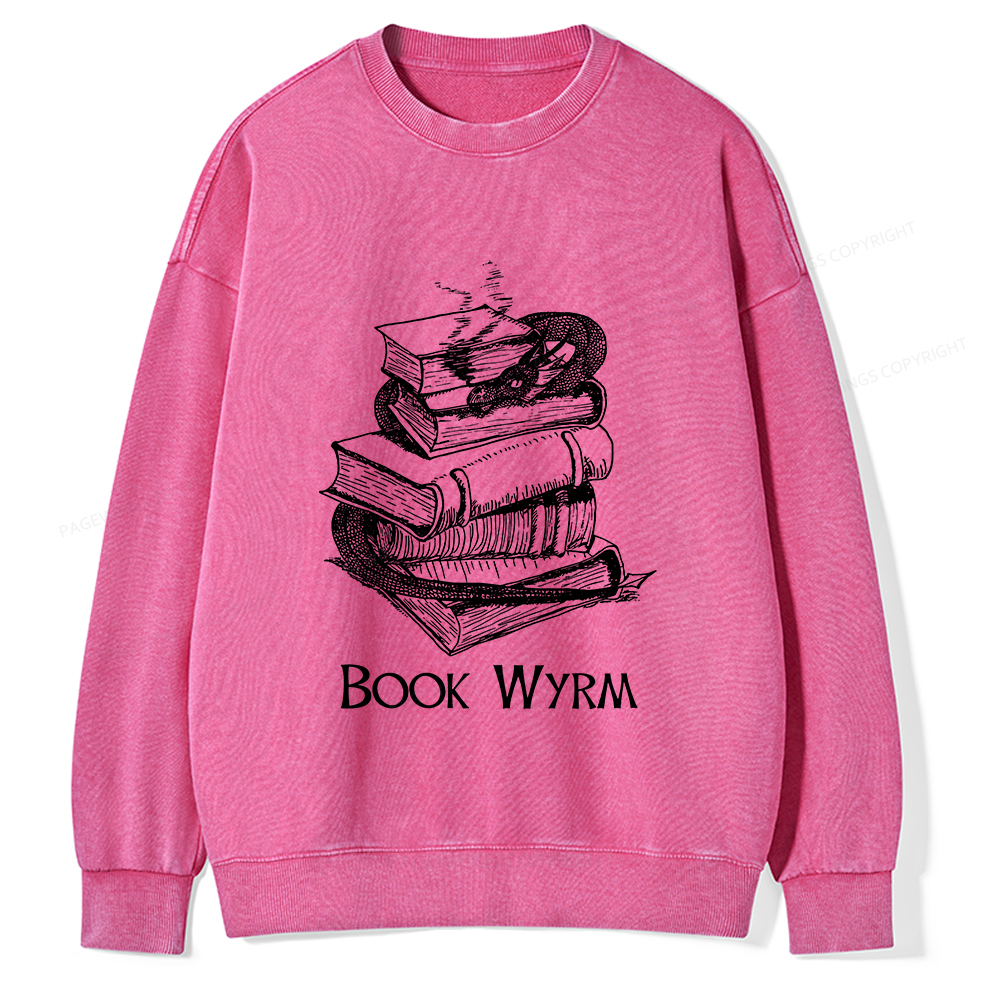Pagewings Book Wyrm Unisex Washed Sweatshirt