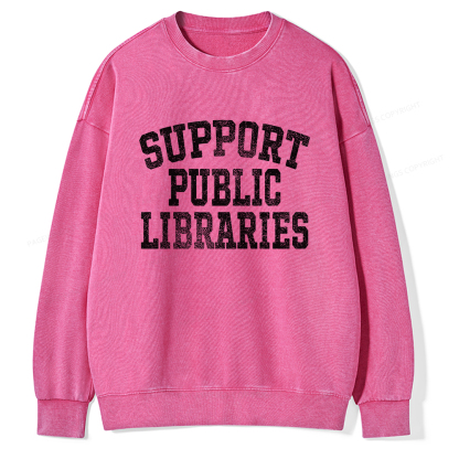 Pagewings Support Public Libraries Unisex Washed Sweatshirt