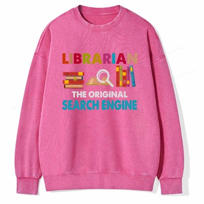 Pagewings Librarian Tees The Original Search Engine Book Unisex Washed Sweatshirt