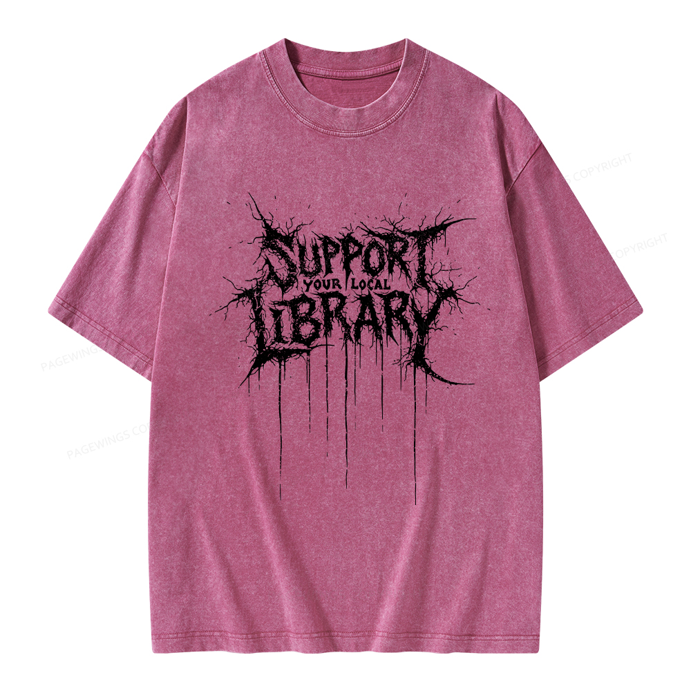 Pagewings Support Your Local Library Unisex Washed T-shirt