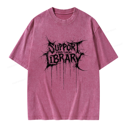 Pagewings Support Your Local Library Unisex Washed T-shirt