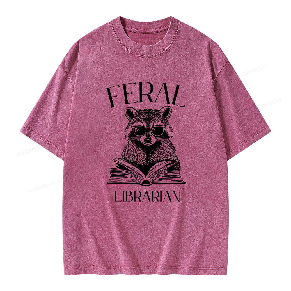 Pagewings Feral Librarian Unisex Washed T-shirt