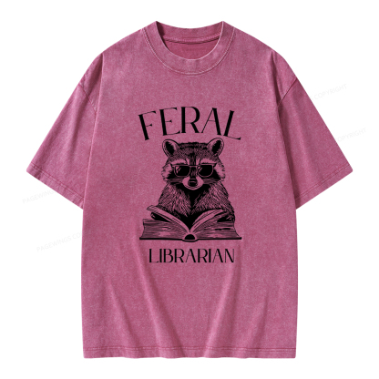 Pagewings Feral Librarian Unisex Washed T-shirt