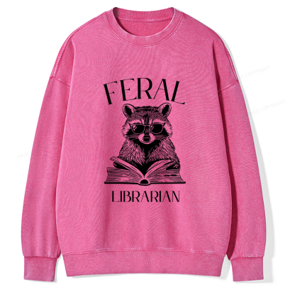 Pagewings Feral Librarian Unisex Washed Sweatshirt